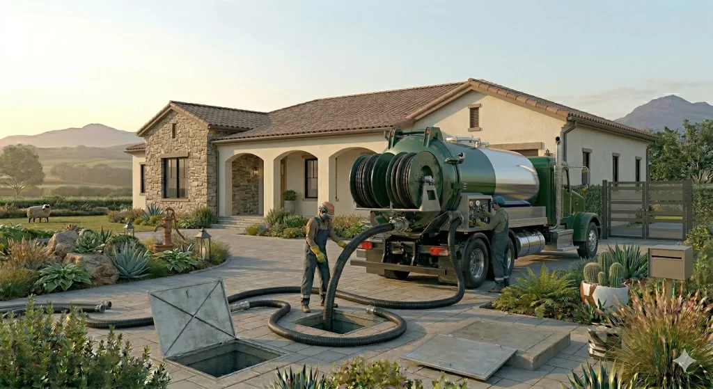 A legal Texas OSSF maintenance contract document next to an Aerobic Treatment Unit (ATU) control panel, symbolizing TCEQ septic regulations.