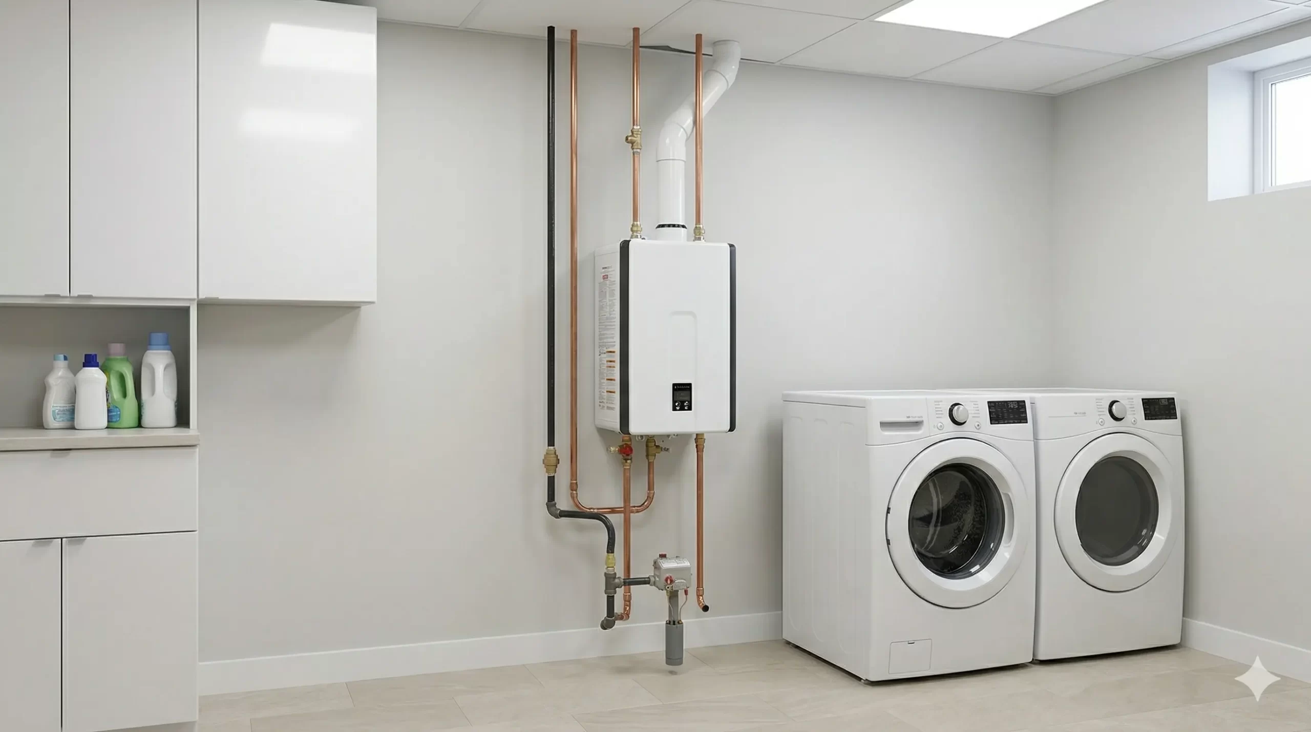 Certified plumber diagnosing a Bradford White ICON gas control valve displaying a continuous red light error.